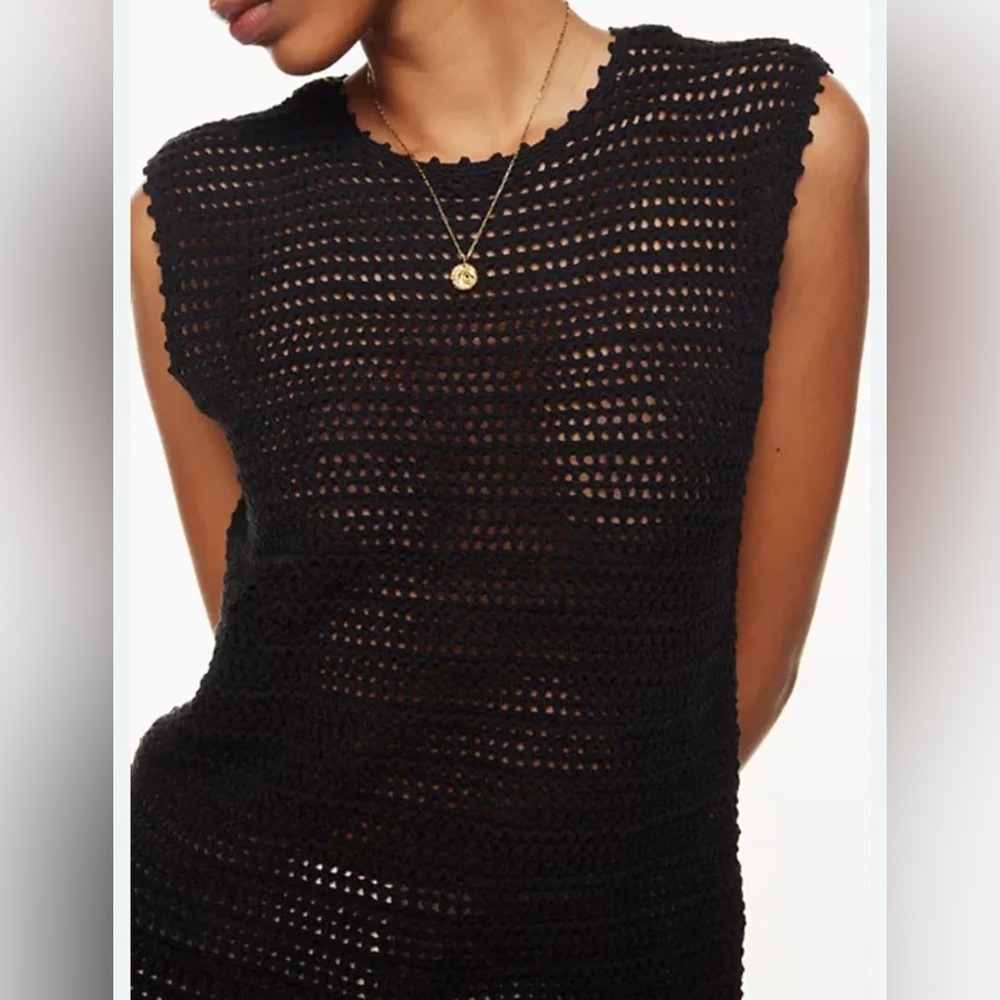 Aritzia Black Crochet Sleeveless Cotton Top Size XS